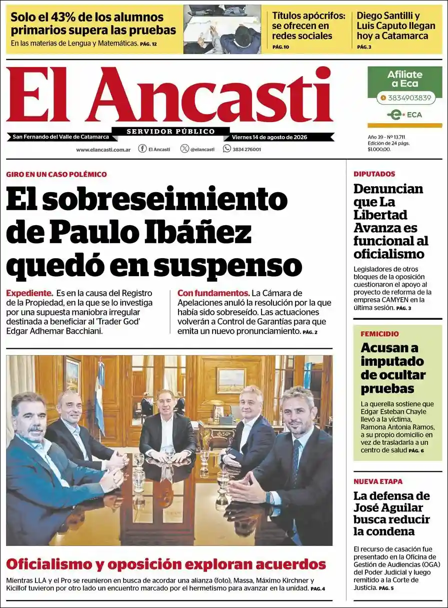 Estudios Max | NOTI CHACO - Tapa del diario Ancasti