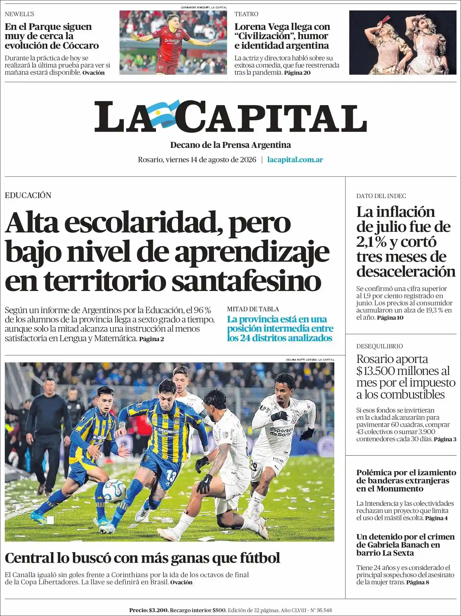 Estudios Max | NOTI CHACO - Tapa del diario La Capital Rosario