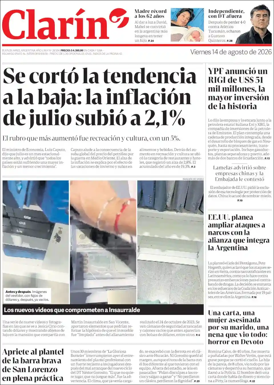 Estudios Max | NOTI CHACO - Tapa del diario Clarin
